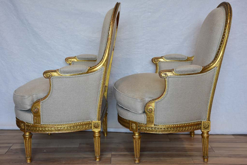 Fully restored pair of Napoleon III armchairs with giltwood frames