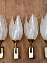 Set of four tulip-shaped Liane Rougier wall sconces