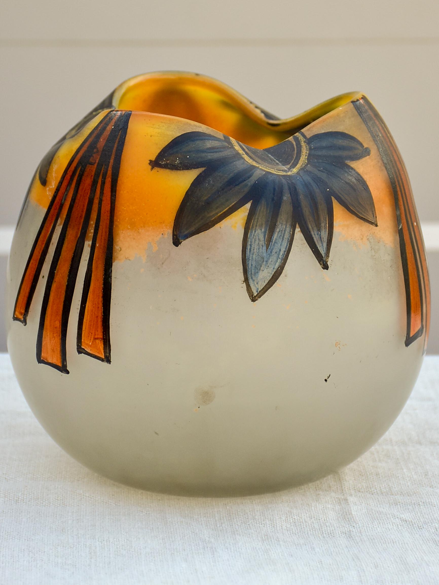 Antique glass vase from the École de Nancy signed LG