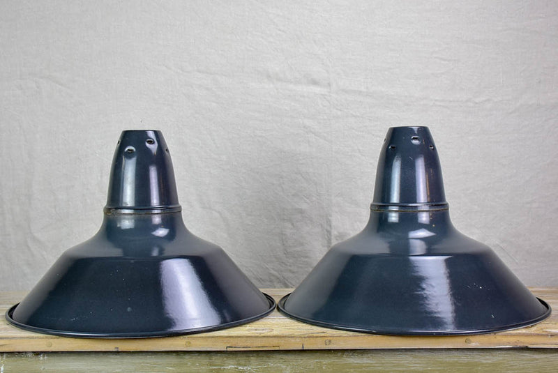 Pair of 1940's industrial lights - graphite (8 available) 17¾"