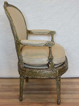 Fully Restored late 19th Century marquise armchair with dark green patina