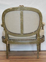 Fully Restored late 19th Century marquise armchair with dark green patina