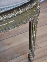 Fully Restored late 19th Century marquise armchair with dark green patina