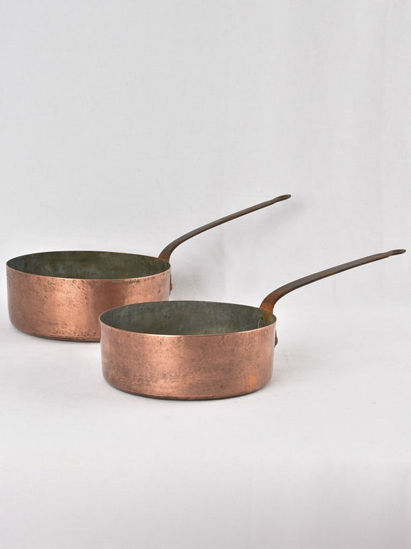 2 antique French copper cooking pots