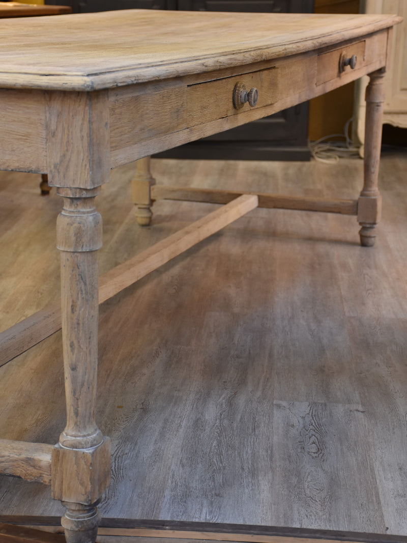 Large 19th century French dining table - stripped oak
