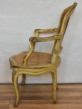 Original 18th Century French provincial armchair with rattan seat and original patina