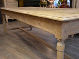 Dining table, large, stripped oak, 19th-century