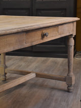 Dining table, large, stripped oak, 19th-century
