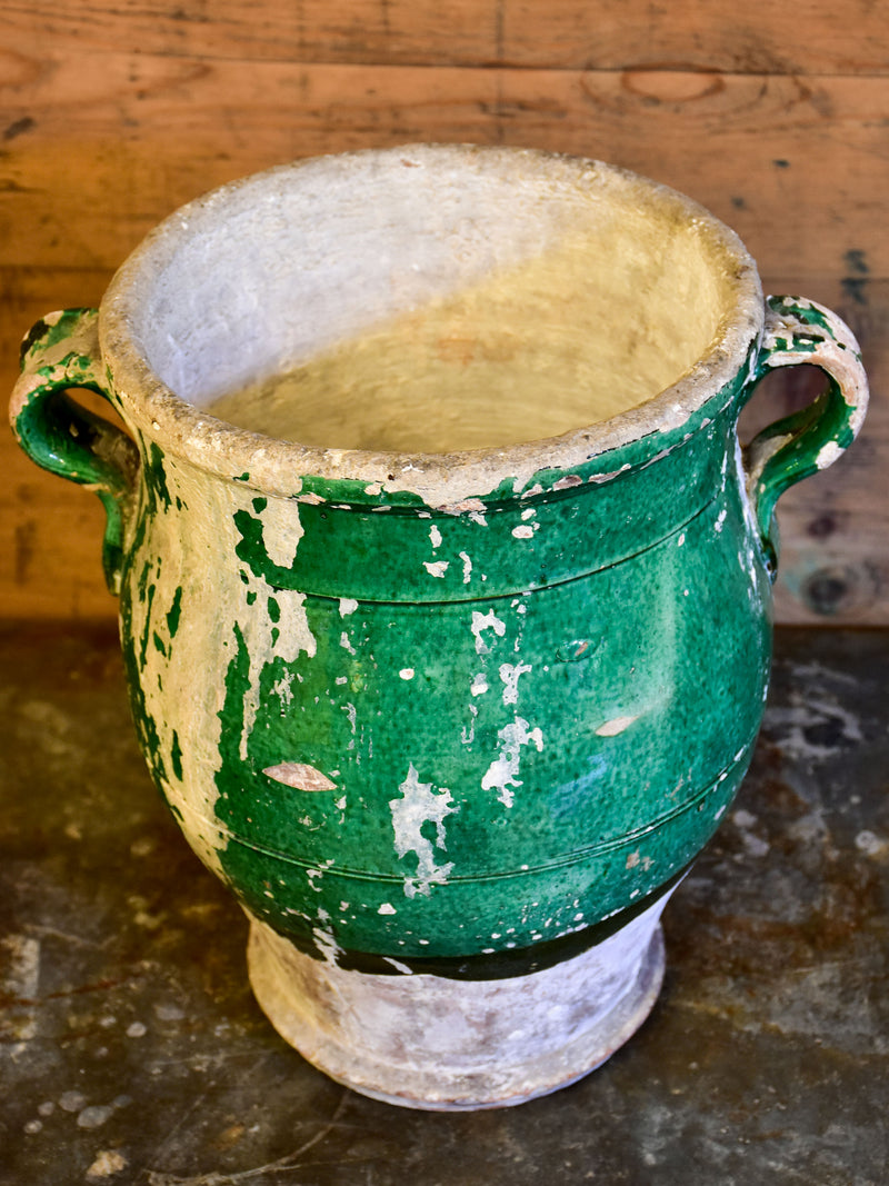 Antique Italian green glazed pot