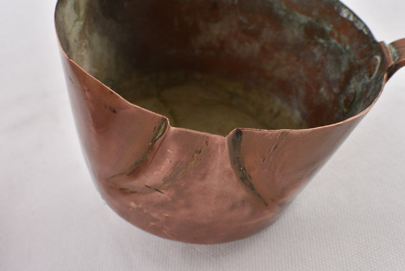 2 antique French copper pots - pourer & saucepan