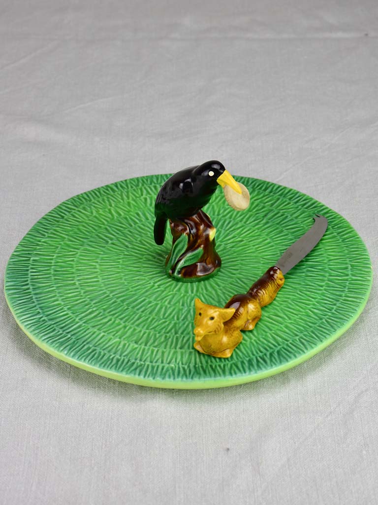 The Fox and the Crow (Le Corbeau et le Renard) cheese platter and knife 11½"