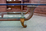 Mid-century Italian coffee table with thick glass top