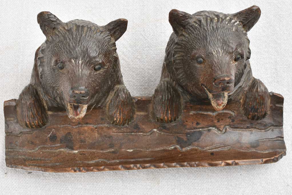 Antique twin inkwell - Forêt Noire bears 8"