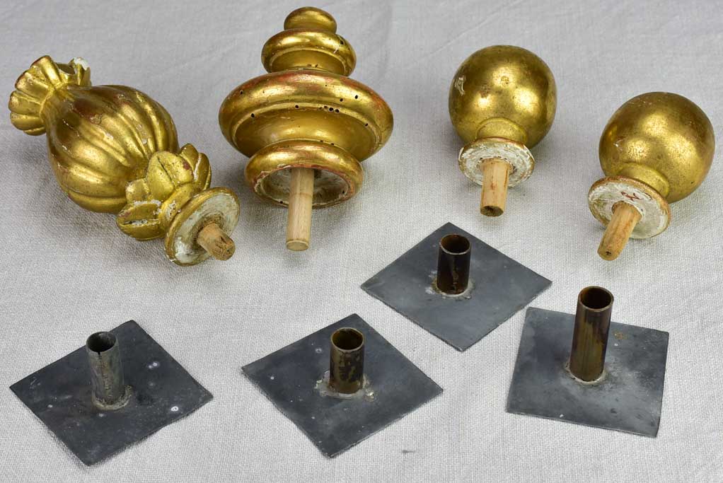 Collection of four gilt salvaged boiserie elements