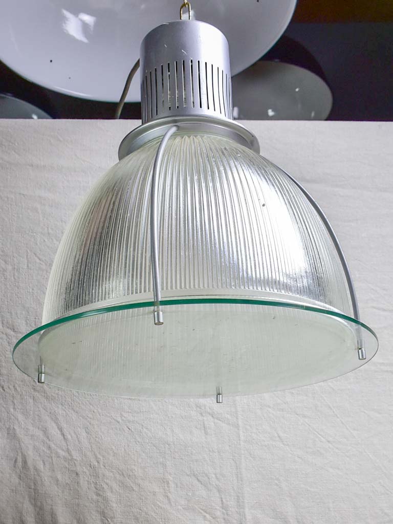 Vintage glass industrial light (3 available) 17¾"