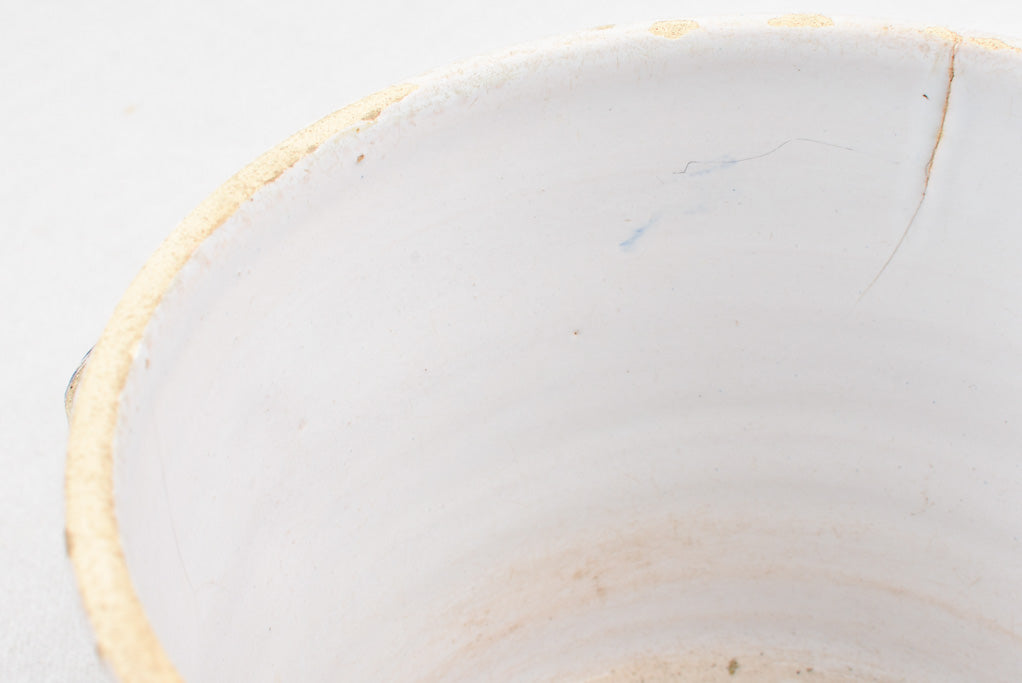 Ceramic tobacco pot with blue stripe - TABAC