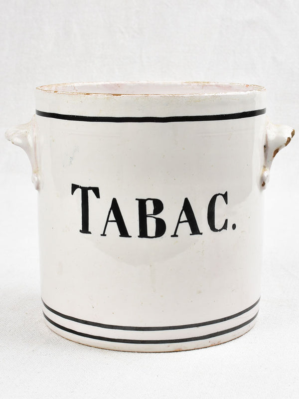 Antique black-striped ceramic tobacco pot