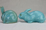 RESERVED DB - Two Art Deco bunnies, blue earthenware
