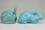 RESERVED DB - Two Art Deco bunnies, blue earthenware