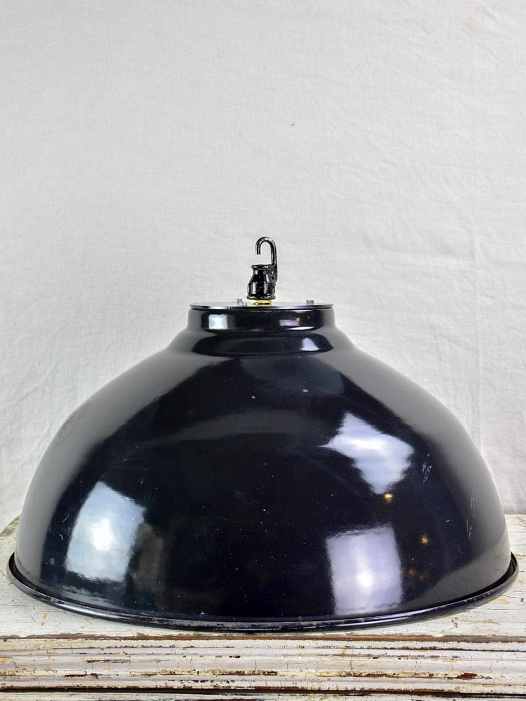 Pair of very large industrial enamel lights - black and white (2 pairs available)