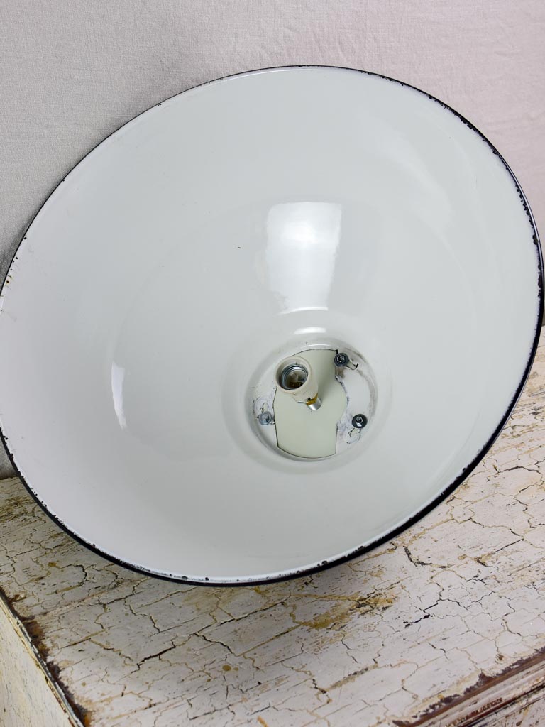 Pair of very large industrial enamel lights - black and white (2 pairs available)