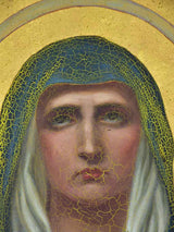 Round Napoleon III religious portrait of the Virgin Mary 19th Century 23¼"