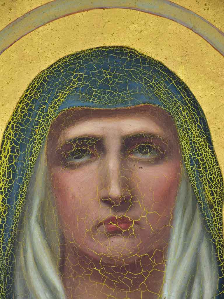 Round Napoleon III religious portrait of the Virgin Mary 19th Century 23¼"