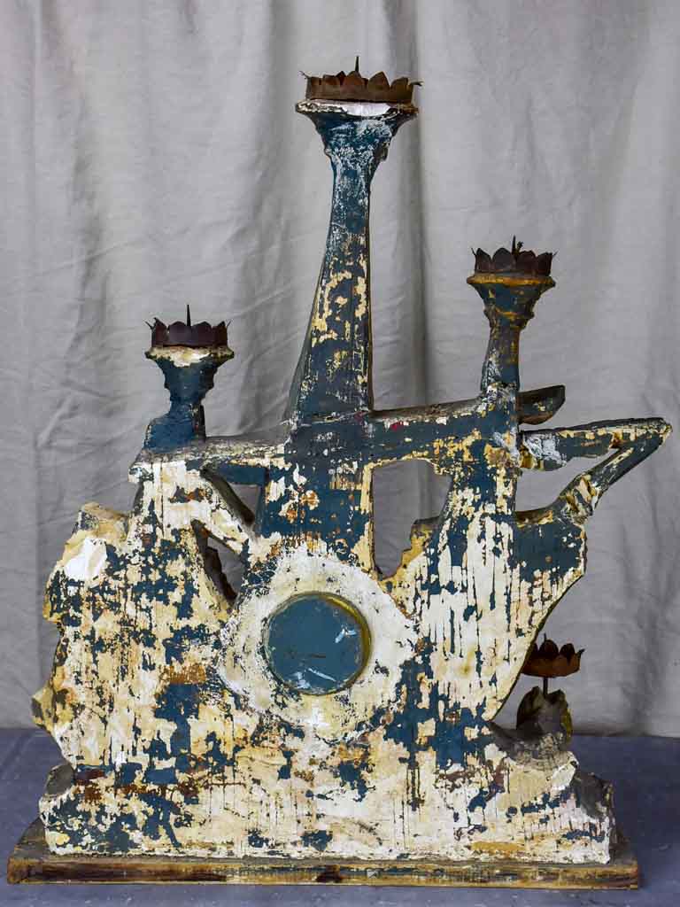 Large French maritime ex voto with candles