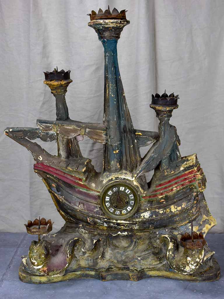 Large French maritime ex voto with candles