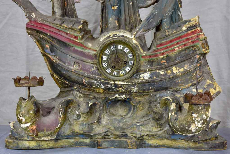 Large French maritime ex voto with candles