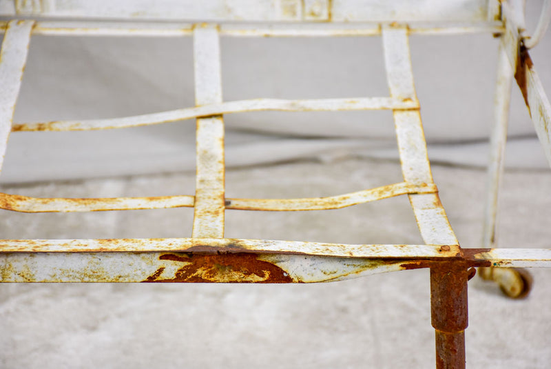 Antique French wrought iron folding armchair bed