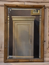 Antique French mirror – rectangular with gilded flower frame