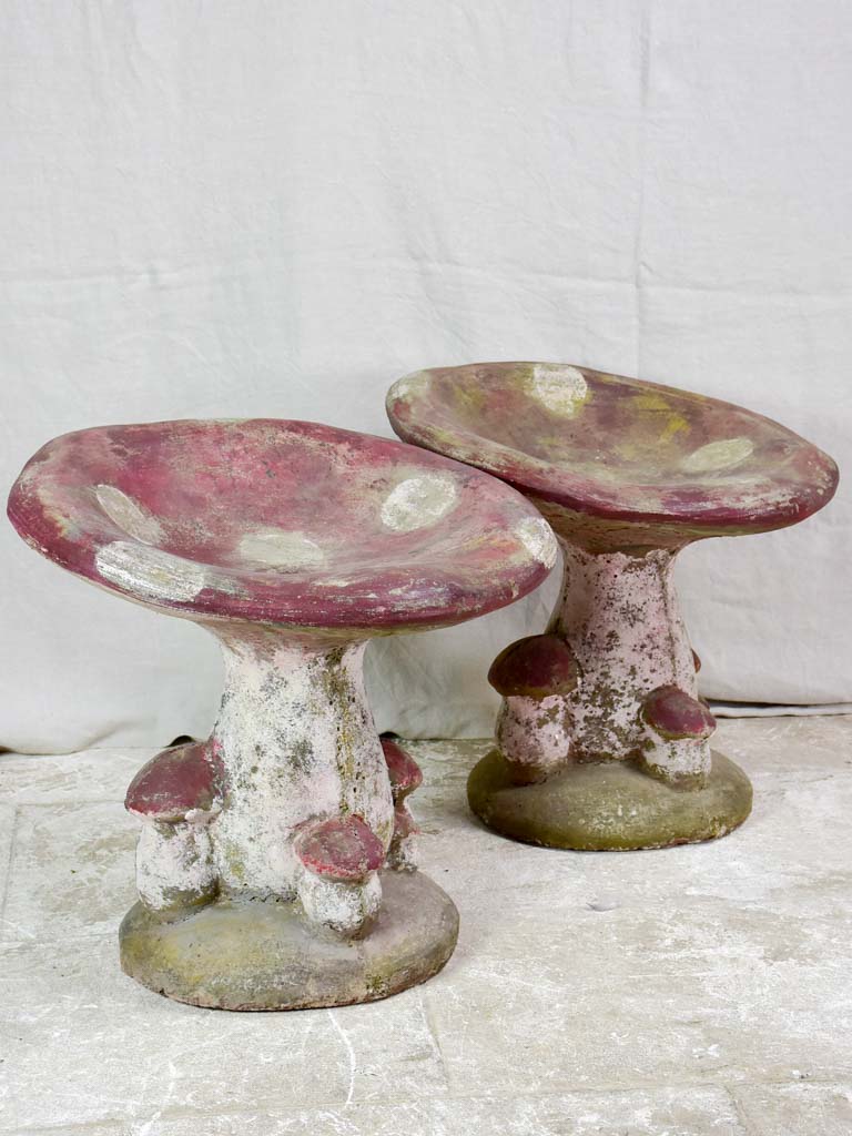 Pair of vintage French garden mushroom stools