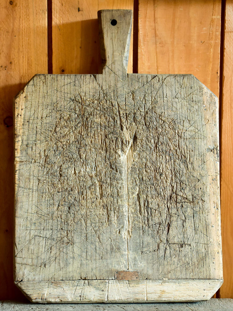 Antique French cutting board with chamfered corners