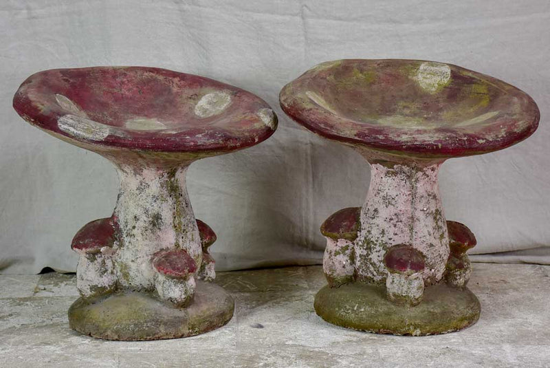 Pair of vintage French garden mushroom stools