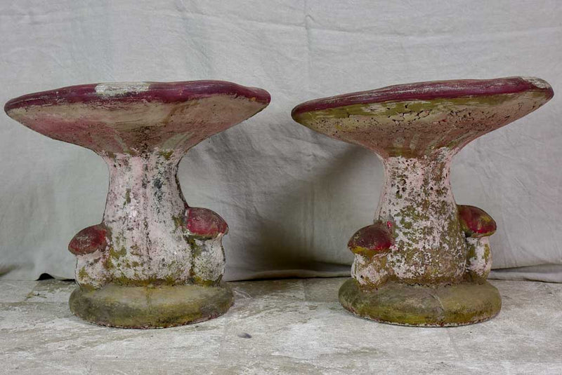 Pair of vintage French garden mushroom stools