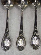 Set of 12 19th century French silver spoons with monogram 646 grams