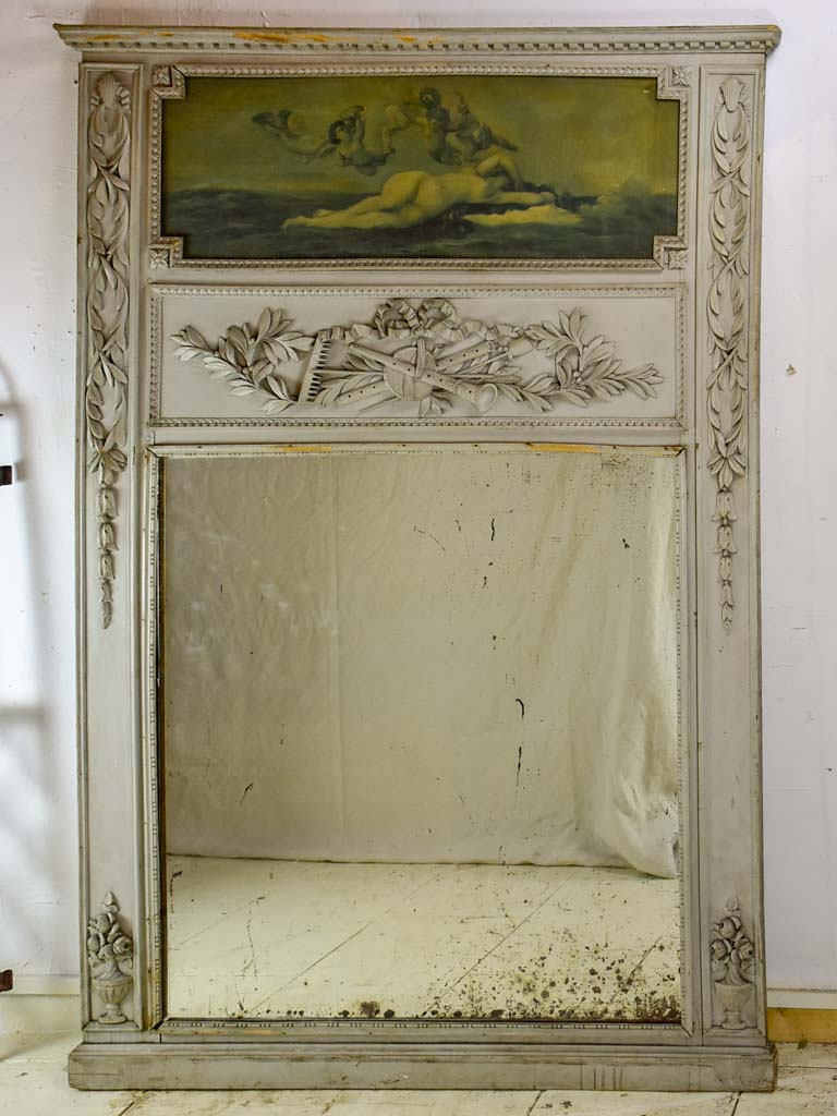 Large antique French trumeau mirror