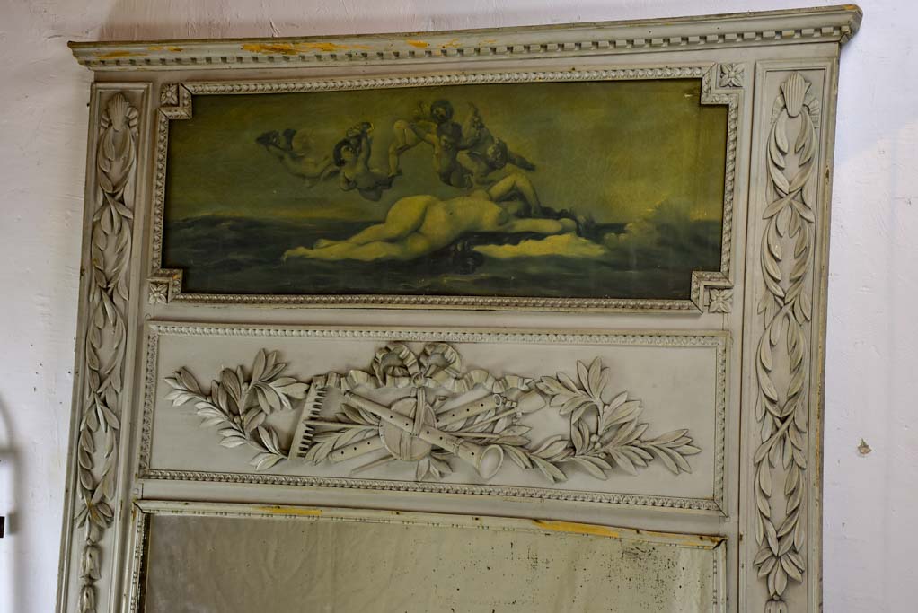 Large antique French trumeau mirror