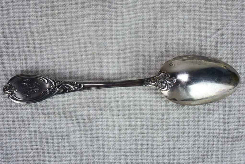 Set of 12 19th century French silver spoons with monogram 646 grams
