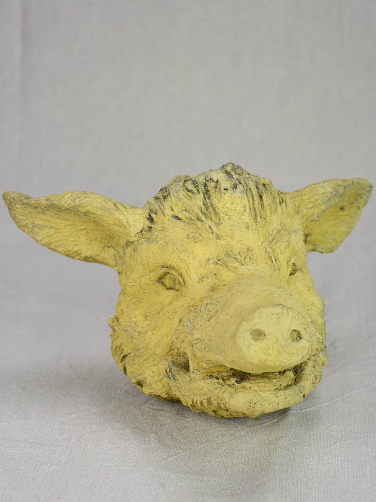 Mid century clay sculpture of a wild boar