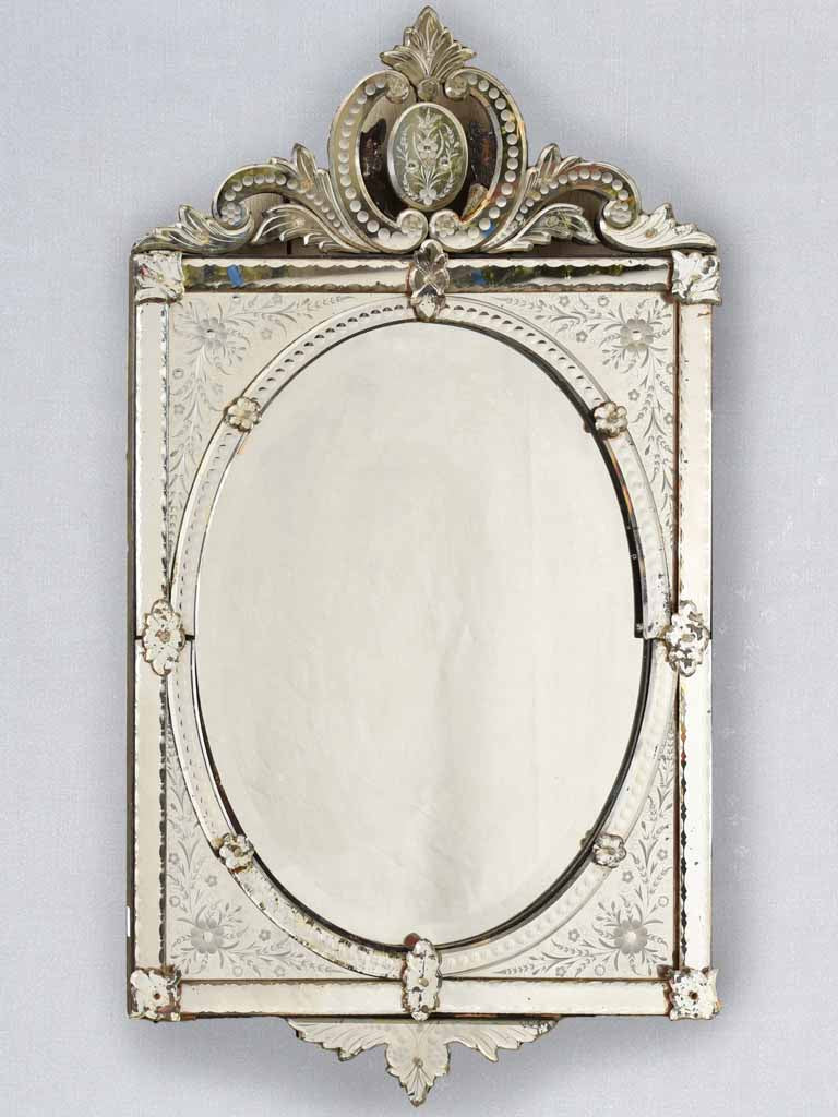 Vintage Venetian mirror with crest 49¼" x 27½"