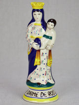 Small ceramic statue of the Virgin Mary from Quimper 9"