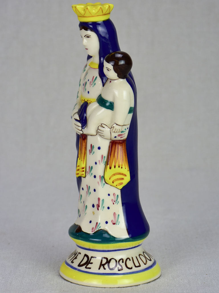 Small ceramic statue of the Virgin Mary from Quimper 9"