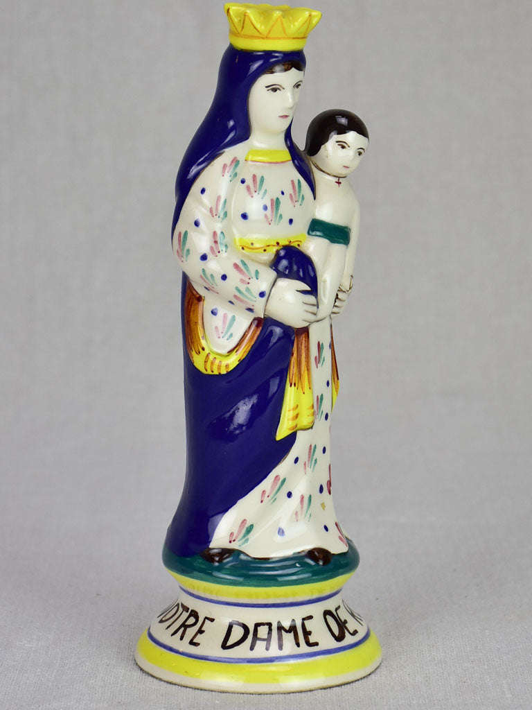 Small ceramic statue of the Virgin Mary from Quimper 9"