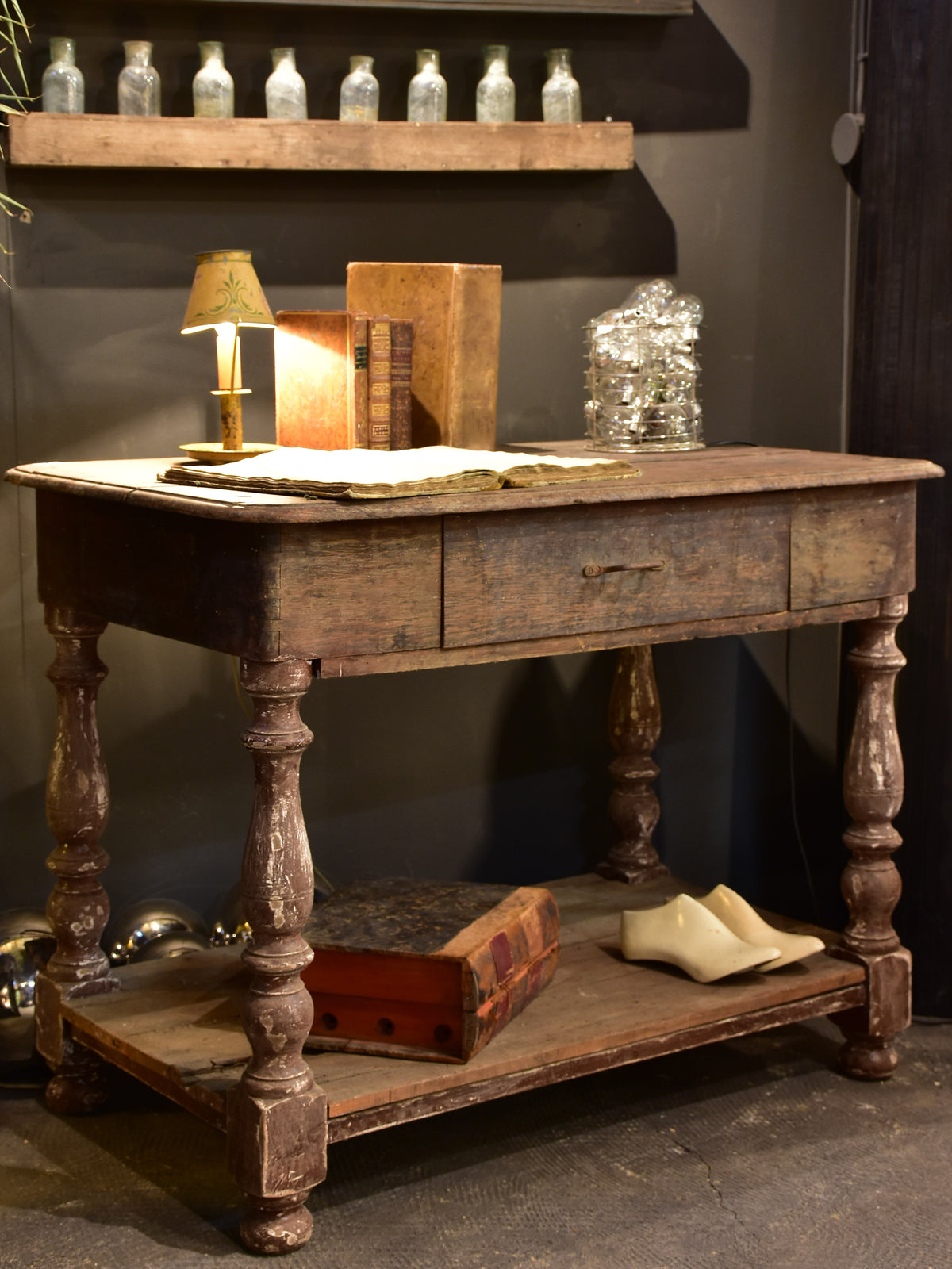 Small Drape Table Small antique French oak draper's table