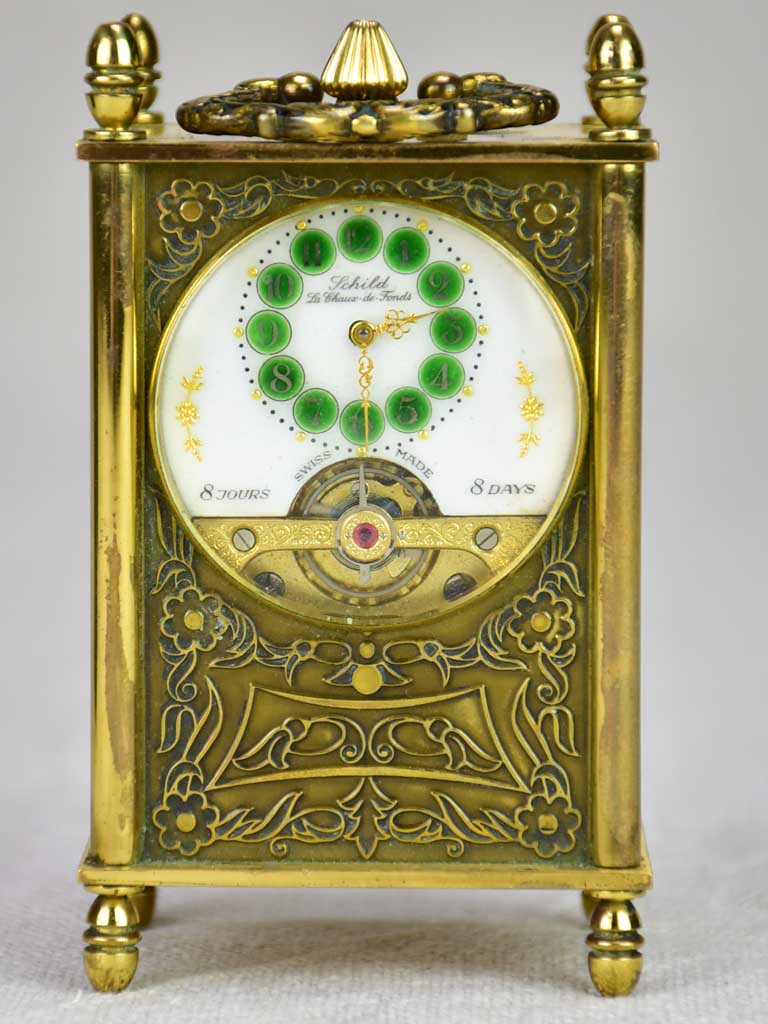 Small early twentieth century swiss Schild clock 3½"