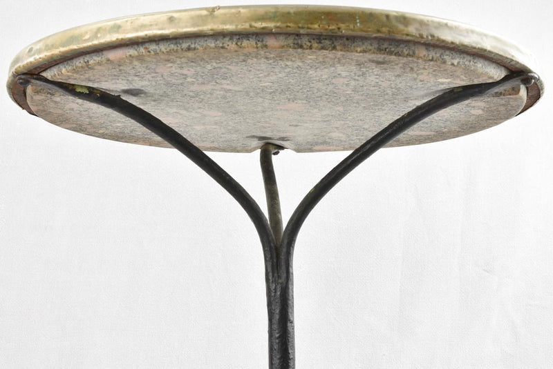 Antique French bistro table with granite top & claw feet