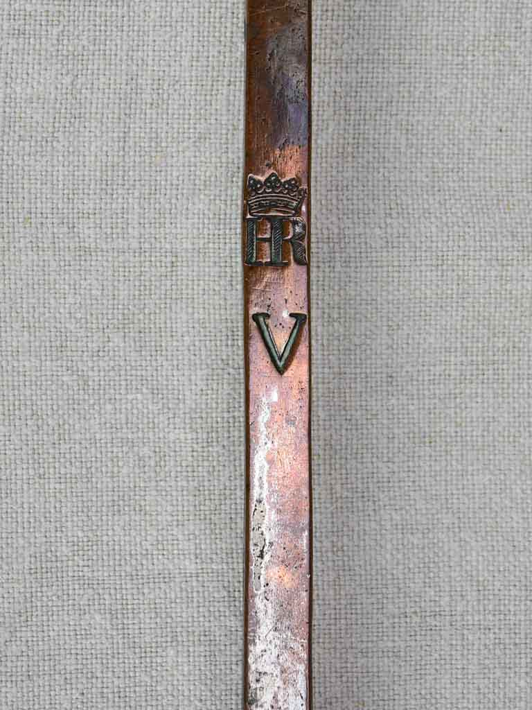 19th Century French ragout spoon with hook handle and monogram 17"