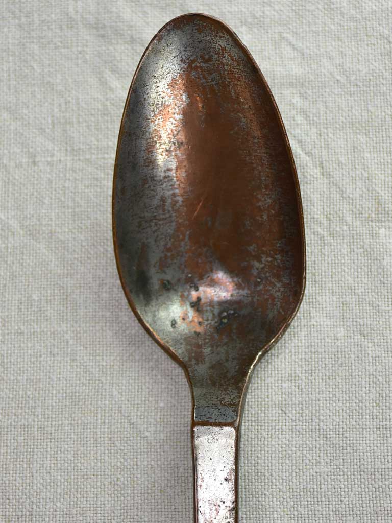 19th Century French ragout spoon with hook handle and monogram 17"